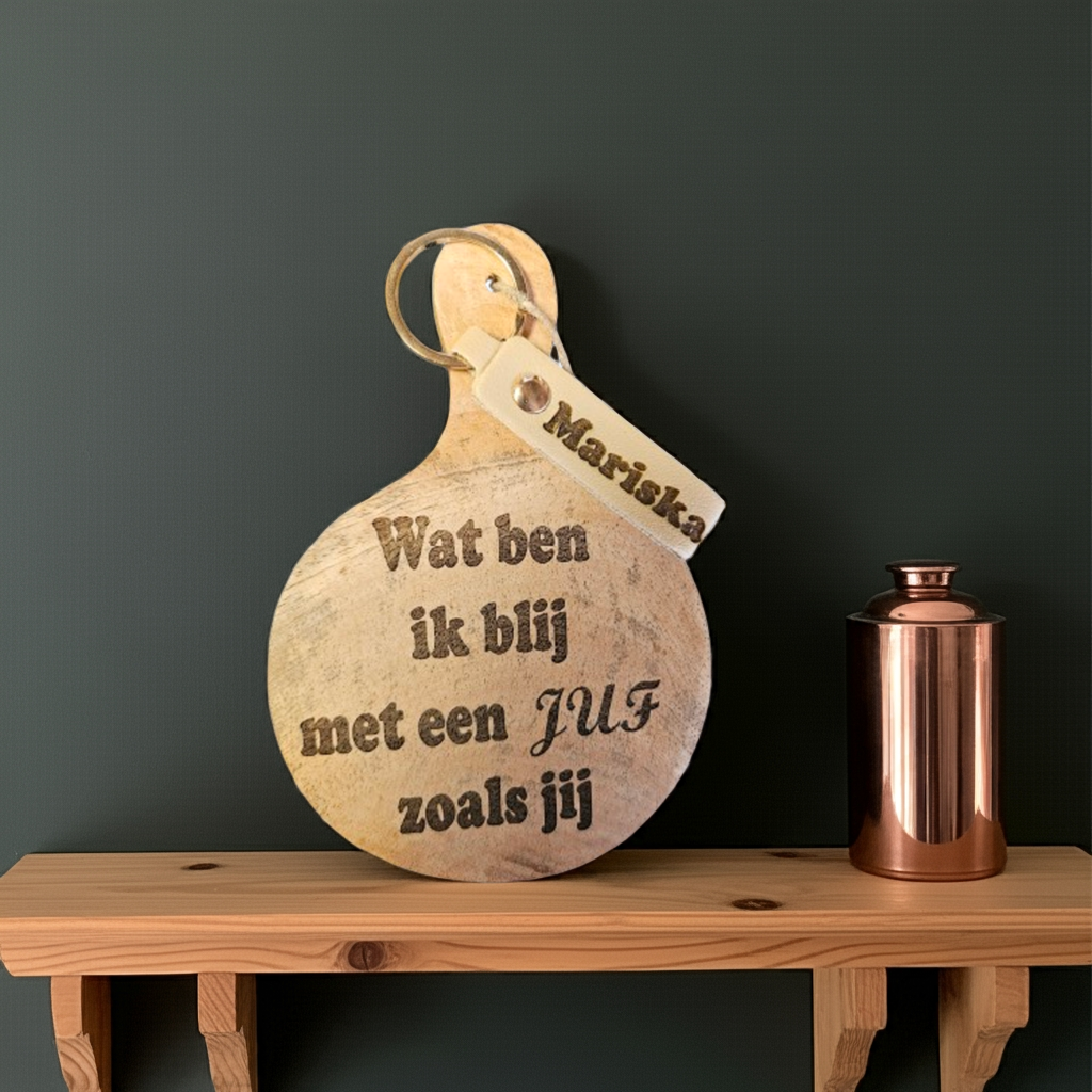 Houten Cadeauplank met Persoonlijke Tekst en Naamlabel